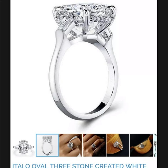 Italo created white sapphire solitaire w/accents - Picture 3 of 8